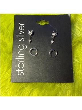 Sterling Silver Arrow and Circle Earrings